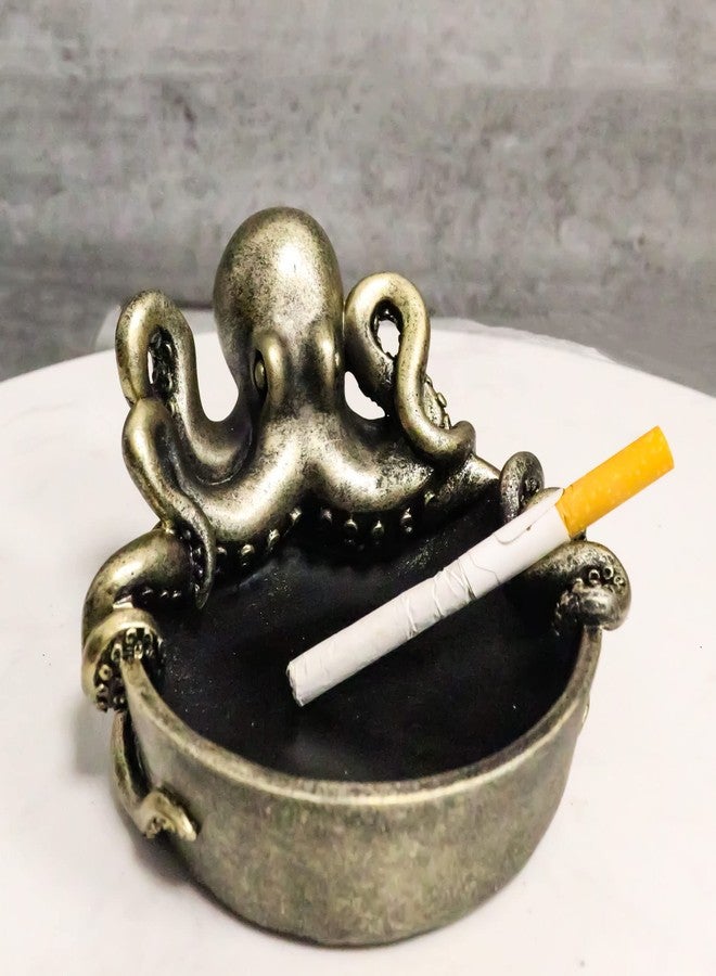 Ebros Gift Ebros Marine Sea Monster Kraken Giant Octopus Grasping Basin Ashtray Figurine 5.5"Wide Nautical Ocean Terror Myth Decorative Statue For Cigarettes Coins Knick Knacks Squids Cephalopod Sculpture - Image 4